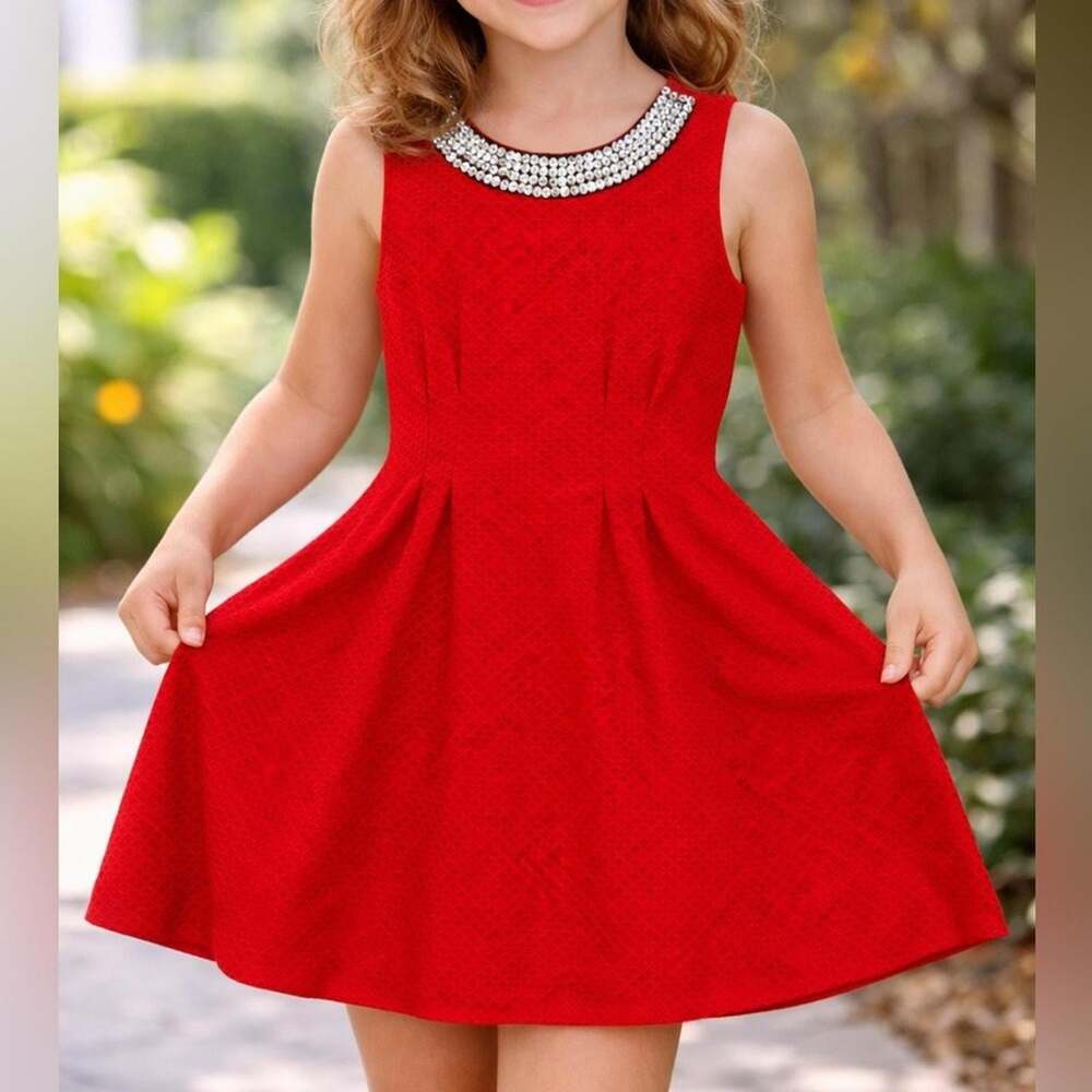 Monteau Girls' Red and Black Dress